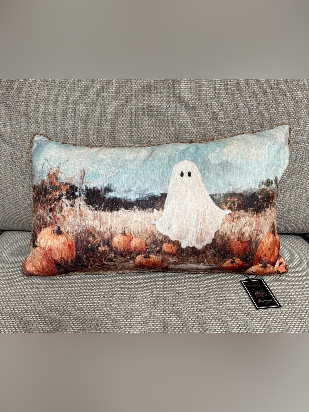 🍁 Sheffield Home Ghost & Pumpkin Patch Decorative Throw Pillow NWT